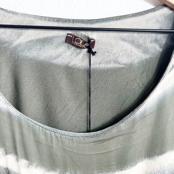 LOLA Made In Italy Green Print Women Viscose Silk Blouse Medium Brand New - Picture 3 of 8